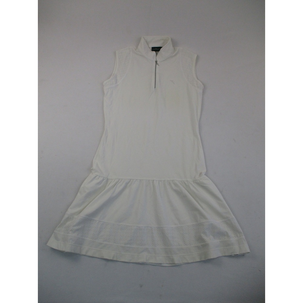 Chervo Golf Dress Womens L White Dry-Matic Sleeveless Quarter Zip Perforated